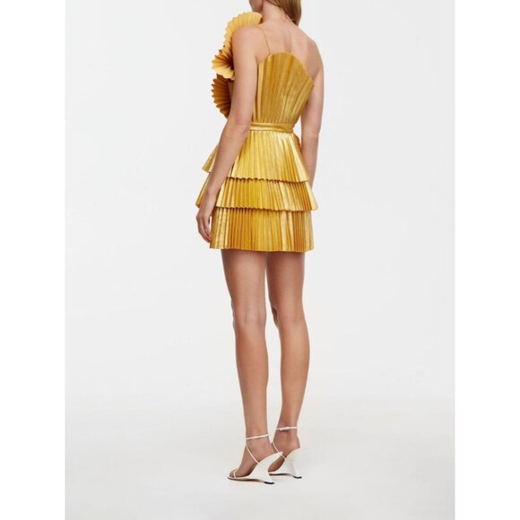 ACLER ABBOTSFORD GOLD MINI DRESS - Size 8 - Picture 10 of 11